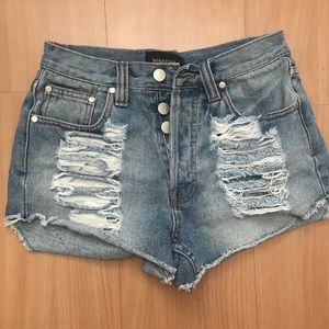 High waisted ripped jean shorts